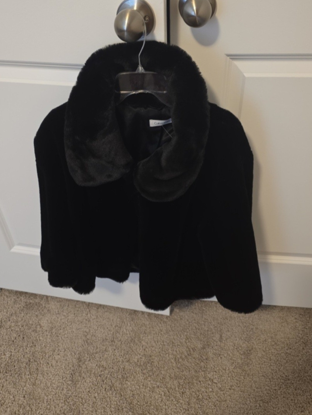 Calvin Klein Black Faux Fur Cropped Jacket